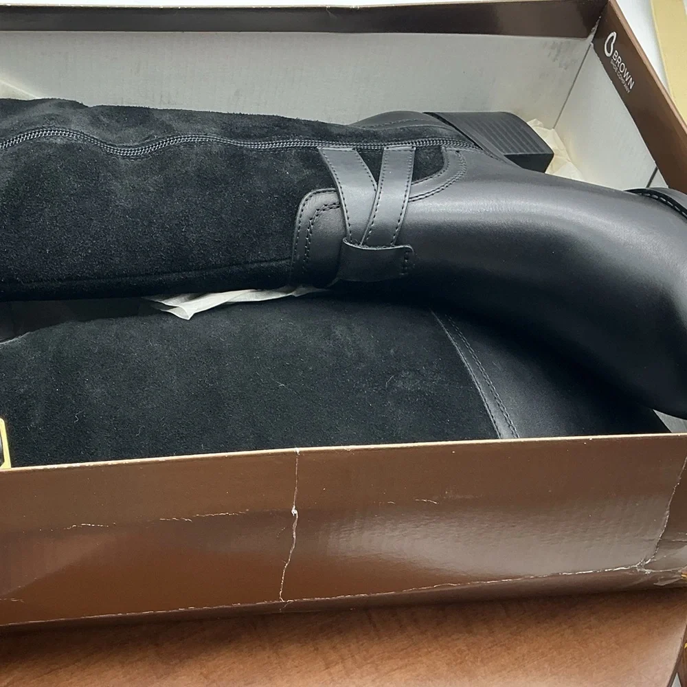 Franco Sarto Womens Lapis Black Knee-High‎ Boots Shoes 6.5 Medium